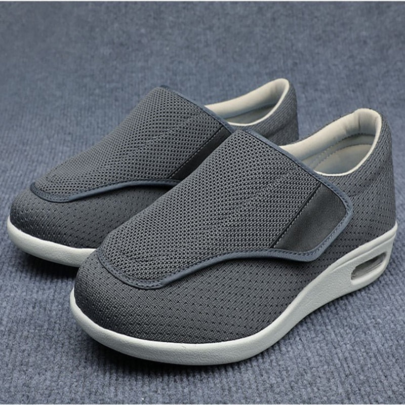 Comfortable Knit Sneaker for Women with Adjustable Strap Wide Fit Air Cushion Sole Casual Style