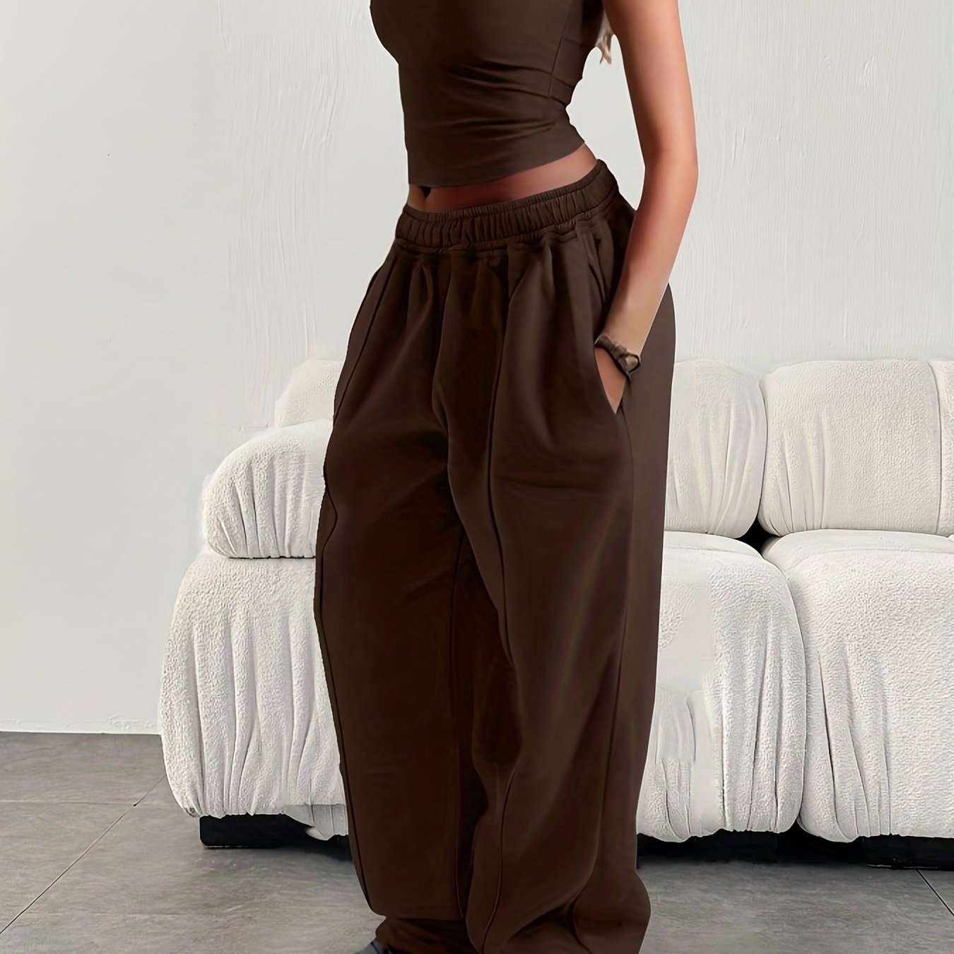 Effortless Baggy Sweatpants for Women with High Waist Drawstring Wide Leg Relaxed Style