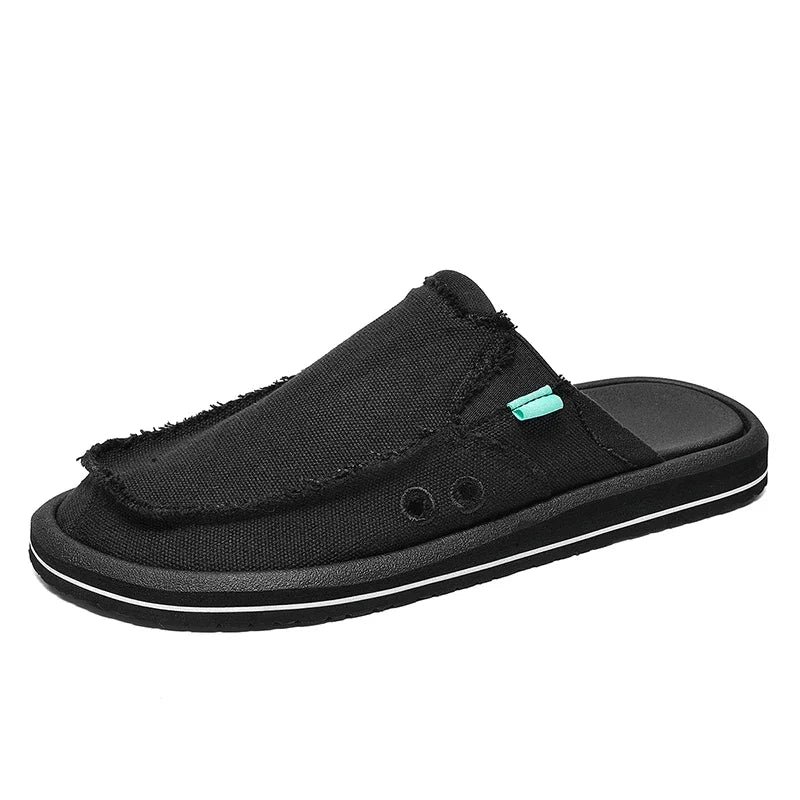 Effortless Canvas Mule for Women with Round Toe Backless Slip-On Casual Style