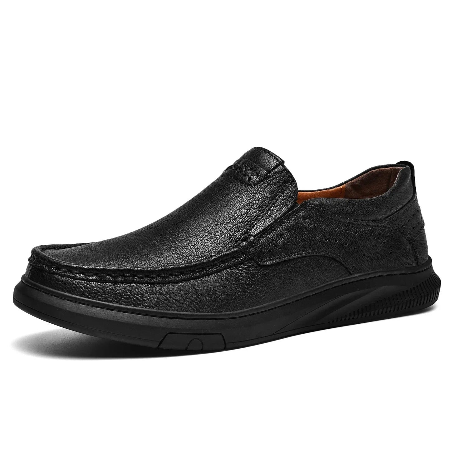 Comfortable Leather Loafers for Women with Moc Toe Slip On Rubber Sole Casual Style