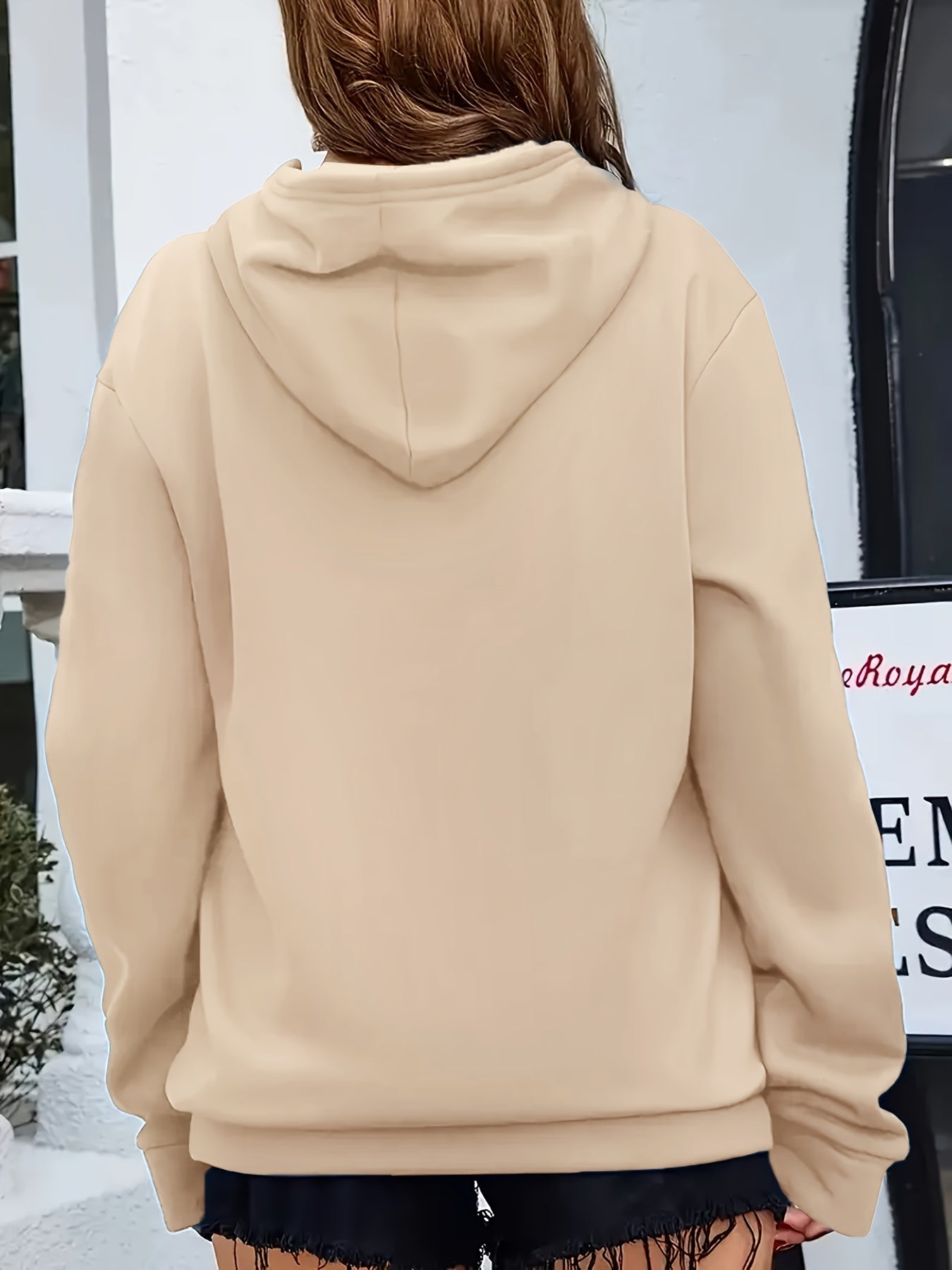 Effortless Heartbeat Print Hoodie for Women with Drawstring Long Sleeve Kangaroo Pocket Relaxed Style