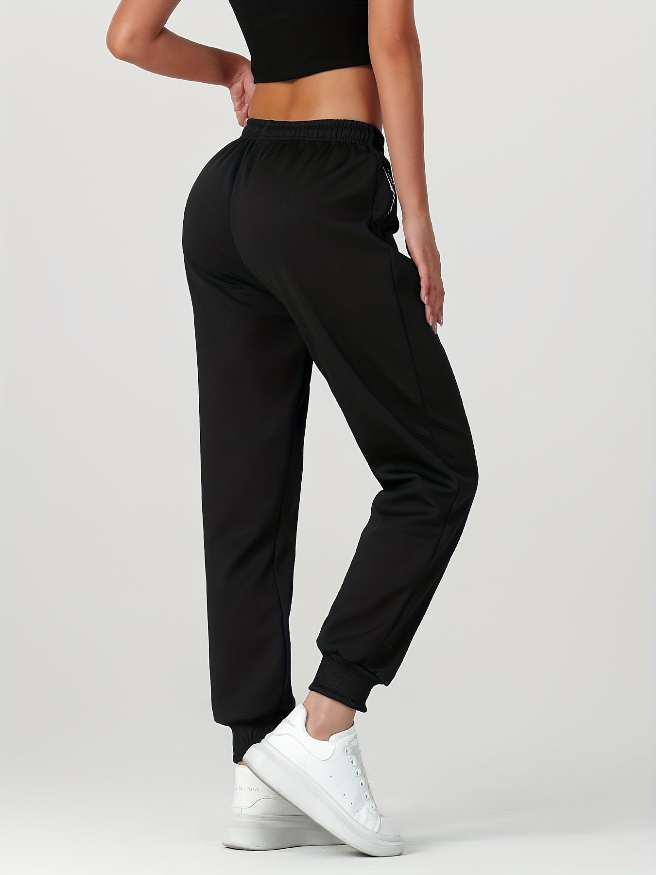 Comfortable Fleece Lined Jogger Sweatpants for Women with Elastic Waistband Drawstring Zip Pocket Relaxed Style