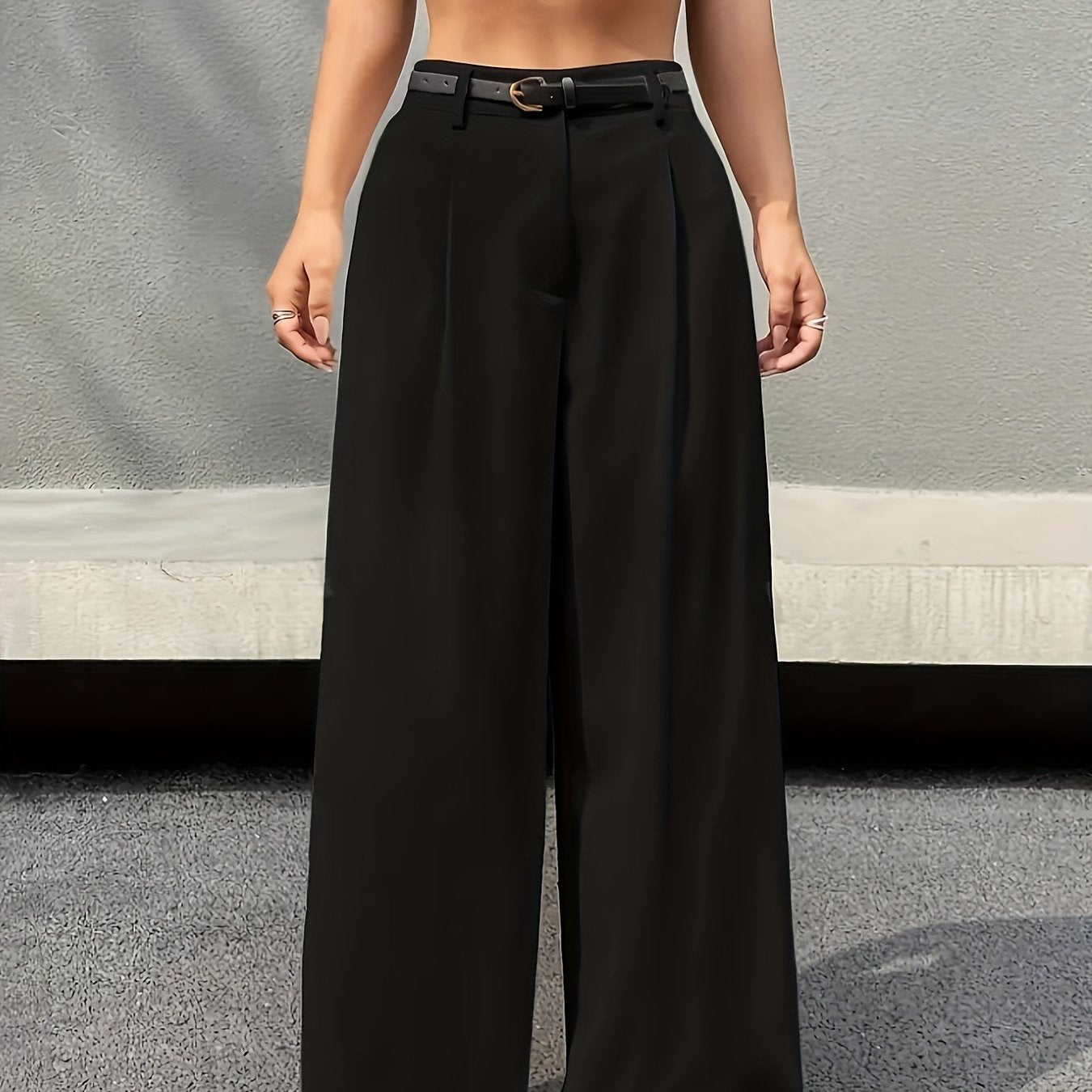 Effortless Wide Leg Pants for Women with High Waist Pleated Belted Relaxed Style