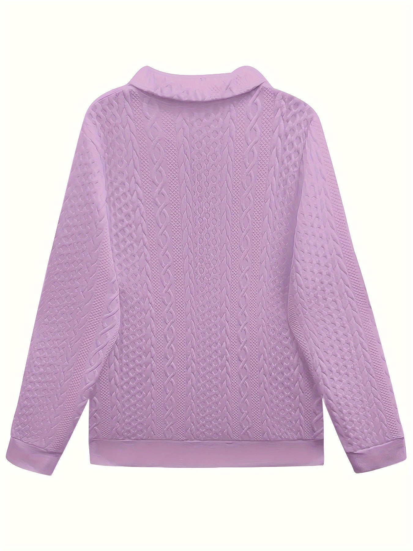 Comfortable Cable Knit Sweater for Women with Zip Collar Long Sleeve Kangaroo Pocket Oversized Knit Style
