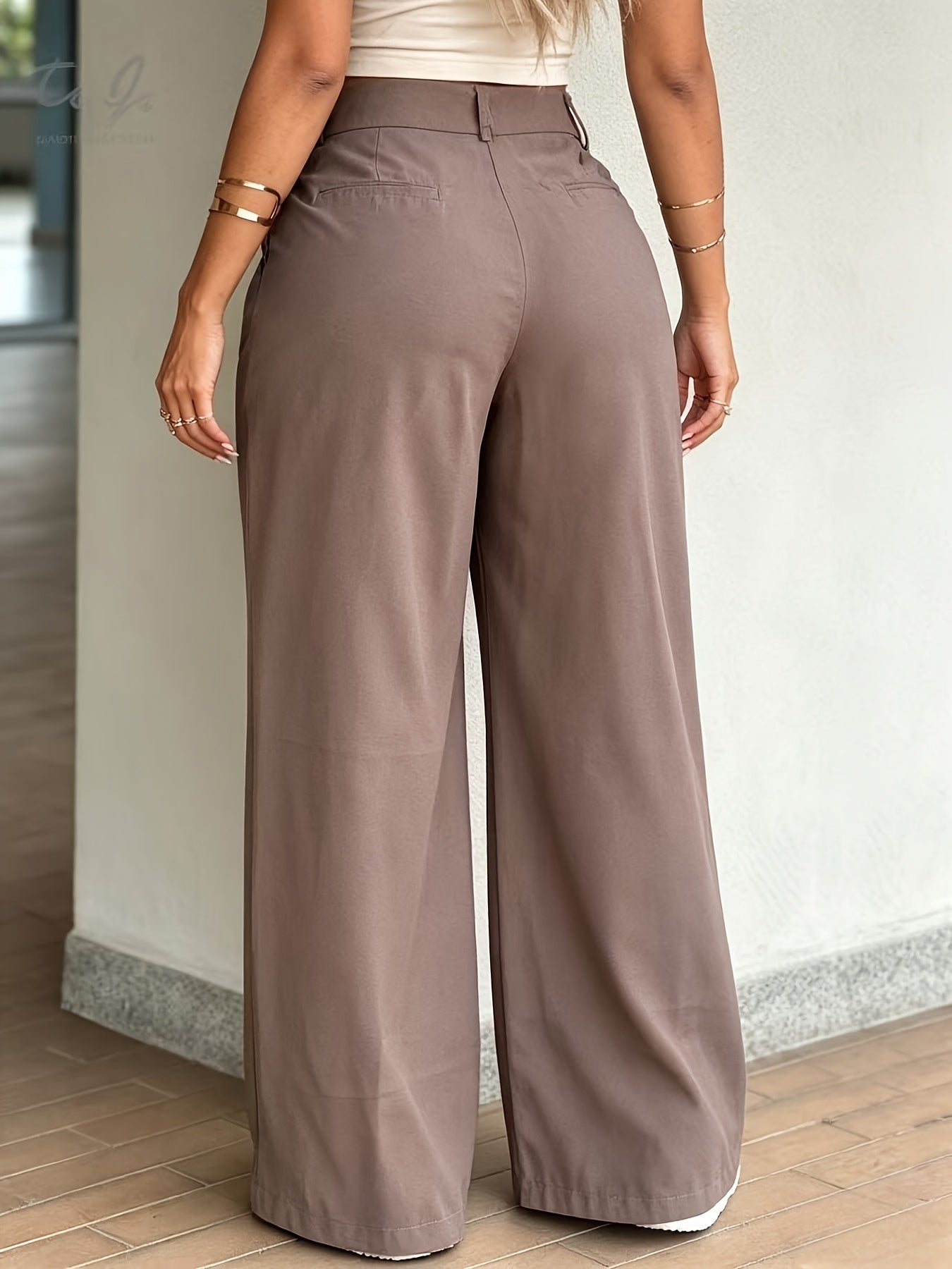 Effortless Wide Leg Trousers for Women with High Waist Pleated Front Relaxed Tailored Style