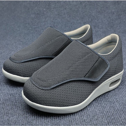 Comfortable Knit Sneaker for Women with Adjustable Strap Wide Fit Air Cushion Sole Casual Style