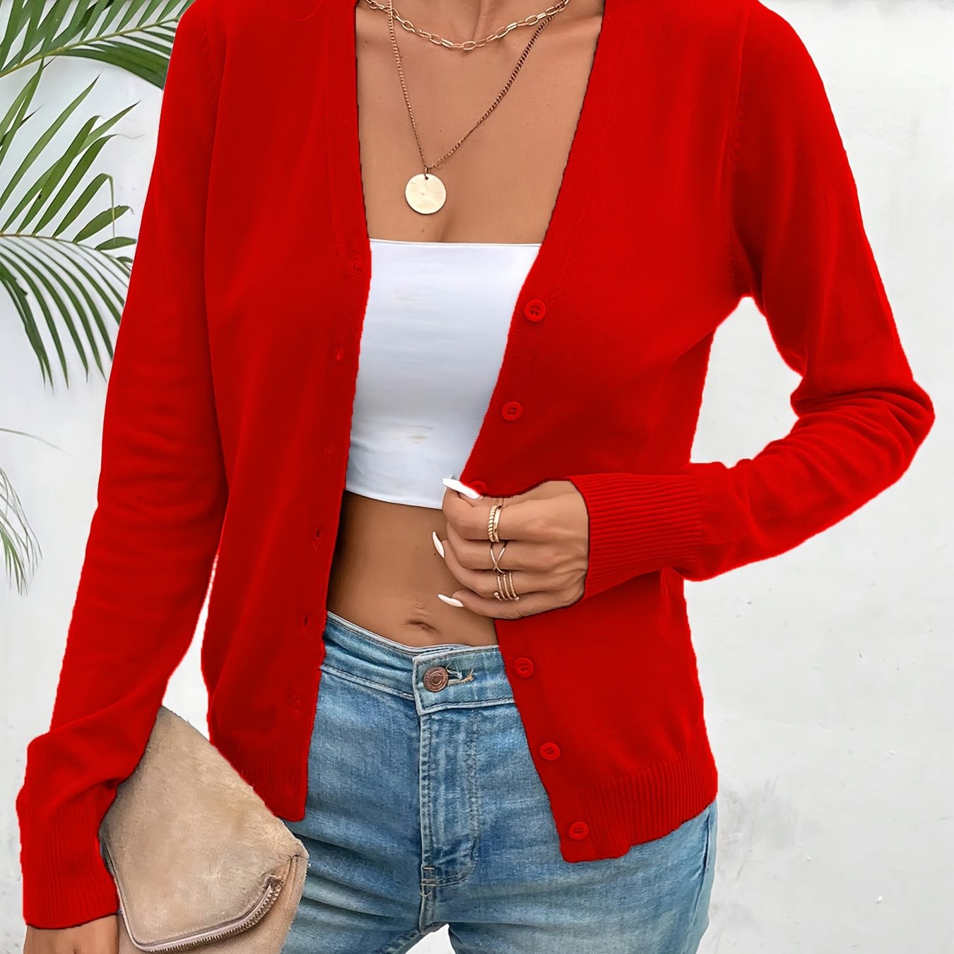 Comfortable Cardigan Sweater for Women with V Neck Long Sleeve Button Front Relaxed Knit Style