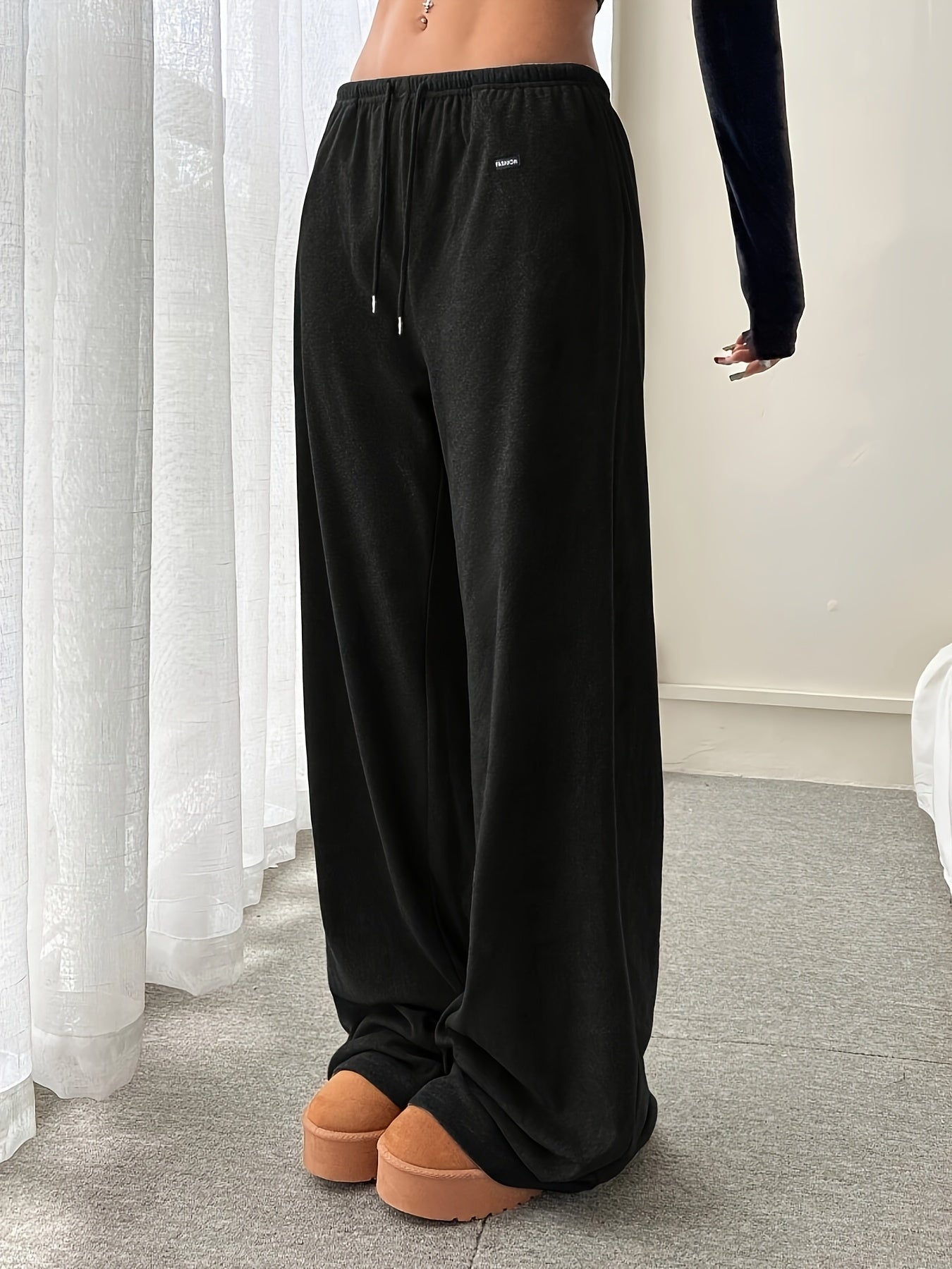 Effortless Wide Leg Sweatpants for Women with High Waist Drawstring Relaxed Casual Style
