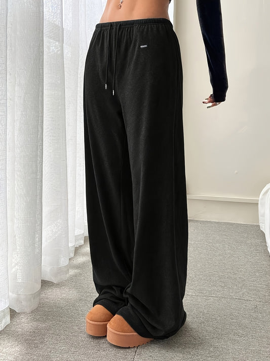 Effortless Wide Leg Sweatpants for Women with High Waist Drawstring Relaxed Casual Style