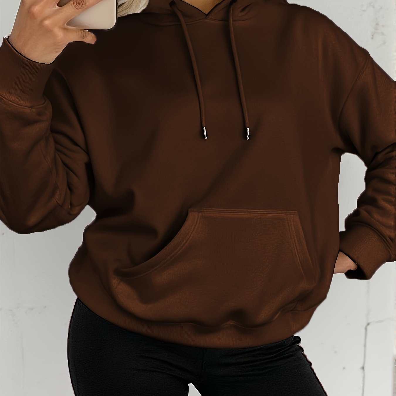 Comfortable Fleece Hoodie for Women with Drawstring Hood Long Sleeve Kangaroo Pocket Relaxed Style