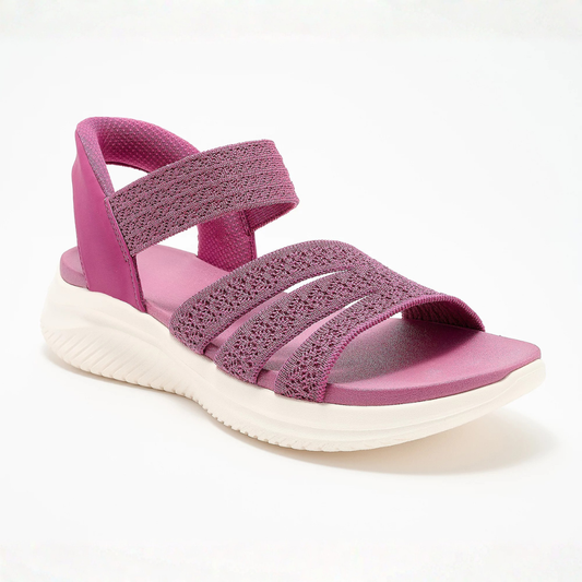 Comfortable Sandals for Women with Woven Stretch Strap Cushioned Sole Adjustable Ankle Sport Style