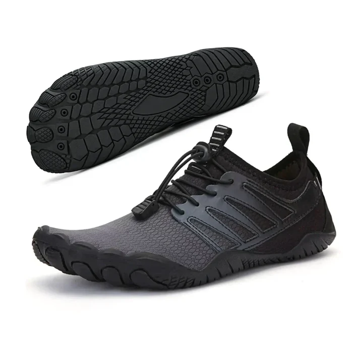 Comfortable Fashion Sneakers for Women with Toe Shaped Sole Elastic Quick Lace Barefoot Style
