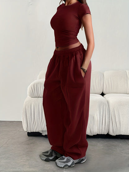 Effortless Baggy Sweatpants for Women with High Waist Drawstring Wide Leg Relaxed Style