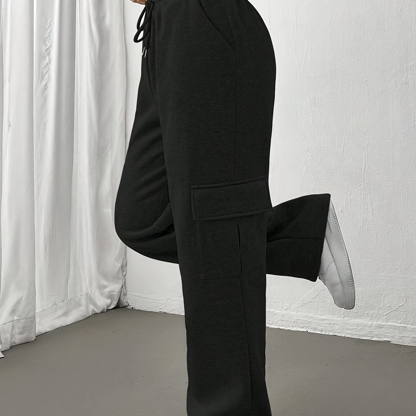 Effortless Cargo Wide Leg Pants for Women with High Waist Drawstring Relaxed Casual Style