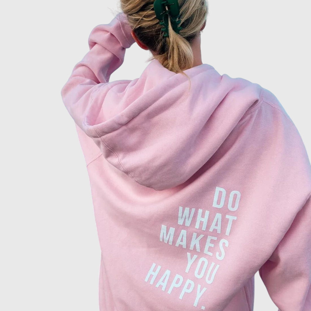 Effortless Graphic Print Hoodie for Women with Drawstring Hood Long Sleeve Oversized Relaxed Casual Style