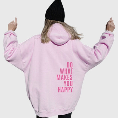Effortless Graphic Print Hoodie for Women with Drawstring Hood Long Sleeve Oversized Relaxed Casual Style
