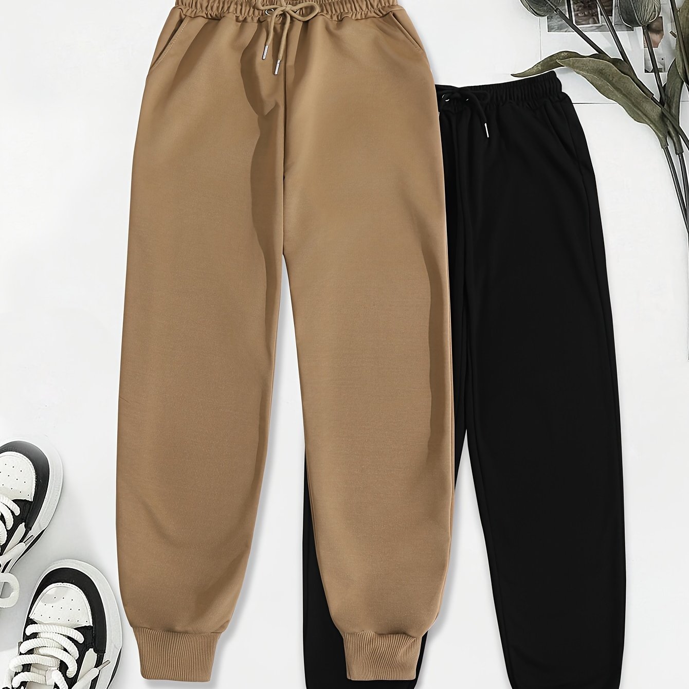 Effortless Jogger Sweatpants for Women with High Waist Drawstring Relaxed Cuffed Casual Style