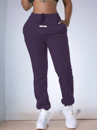 Comfortable Fleece Jogger Sweatpants for Women with High Waist Drawstring Tapered Relaxed Casual Style