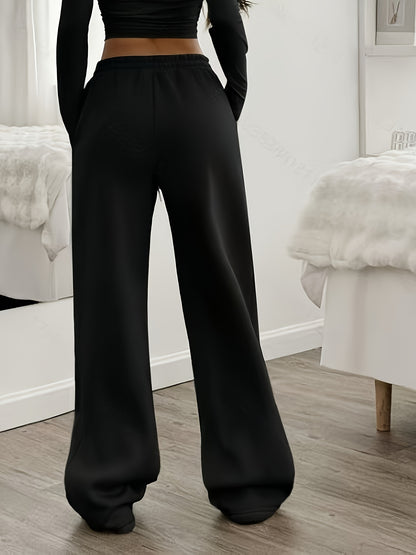 Effortless Coffee Brown Wide Leg Sweatpants for Women with High Waist Drawstring Relaxed Casual Style