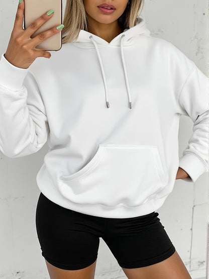 Comfortable Fleece Hoodie for Women with Drawstring Hood Long Sleeve Kangaroo Pocket Relaxed Style