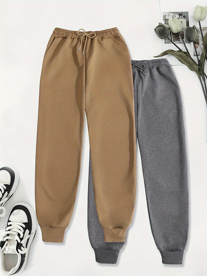 Effortless Jogger Sweatpants for Women with High Waist Drawstring Relaxed Cuffed Casual Style