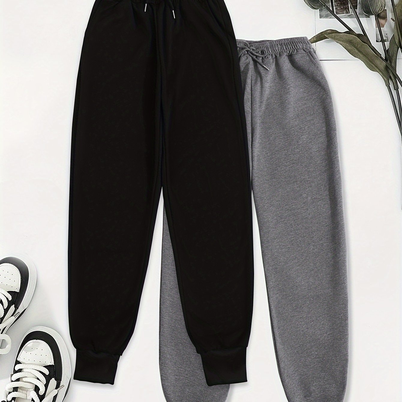 Effortless Jogger Sweatpants for Women with High Waist Drawstring Relaxed Cuffed Casual Style