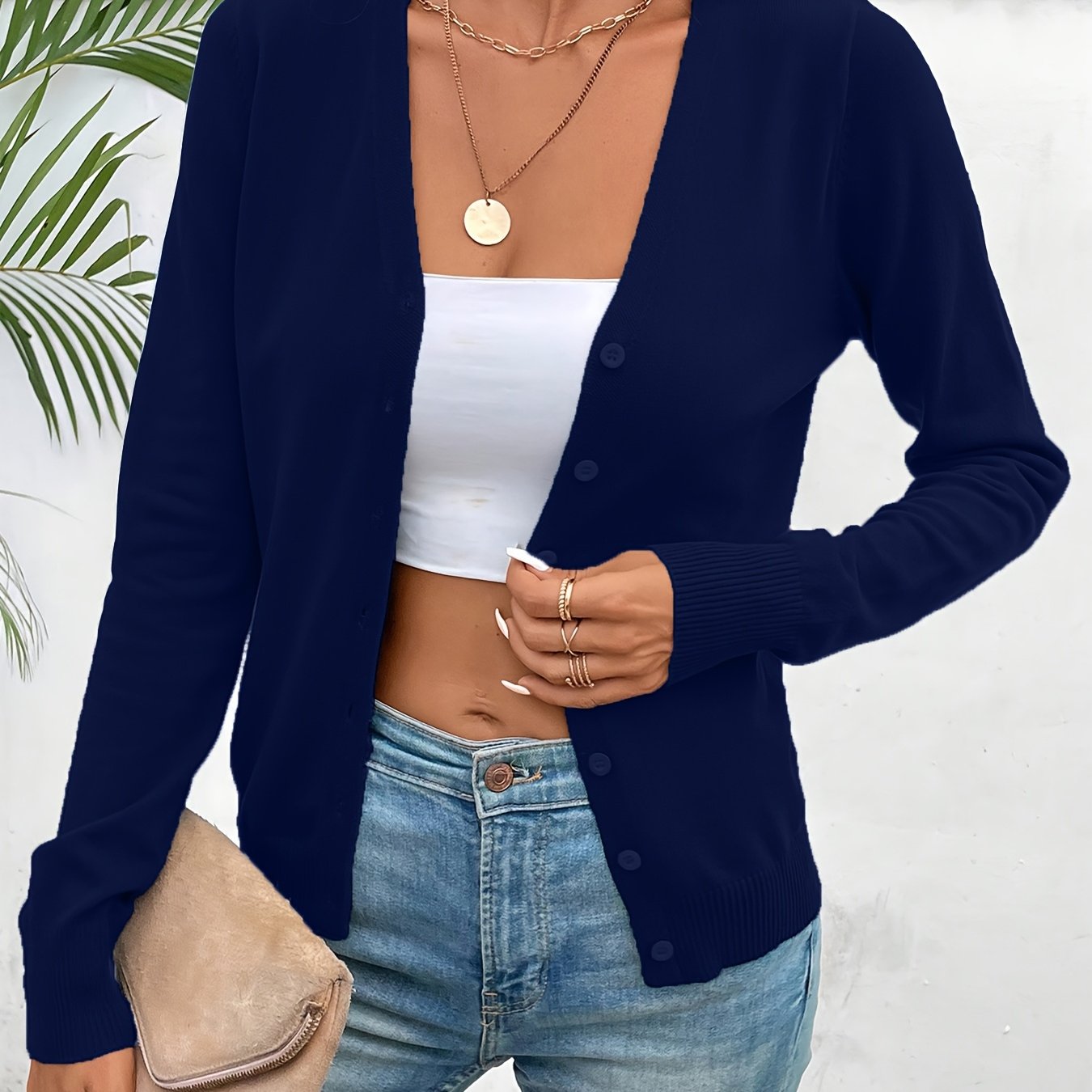 Comfortable Cardigan Sweater for Women with V Neck Long Sleeve Button Front Relaxed Knit Style