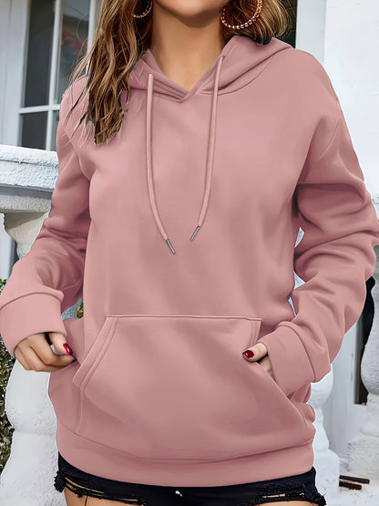 Comfortable Drawstring Hoodie for Women with V Neck Long Sleeve Kangaroo Pocket Oversized Style