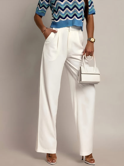 Elegant Wide Leg Trousers for Women with High Waist Pleated Front Tapered Ankle Relaxed Style