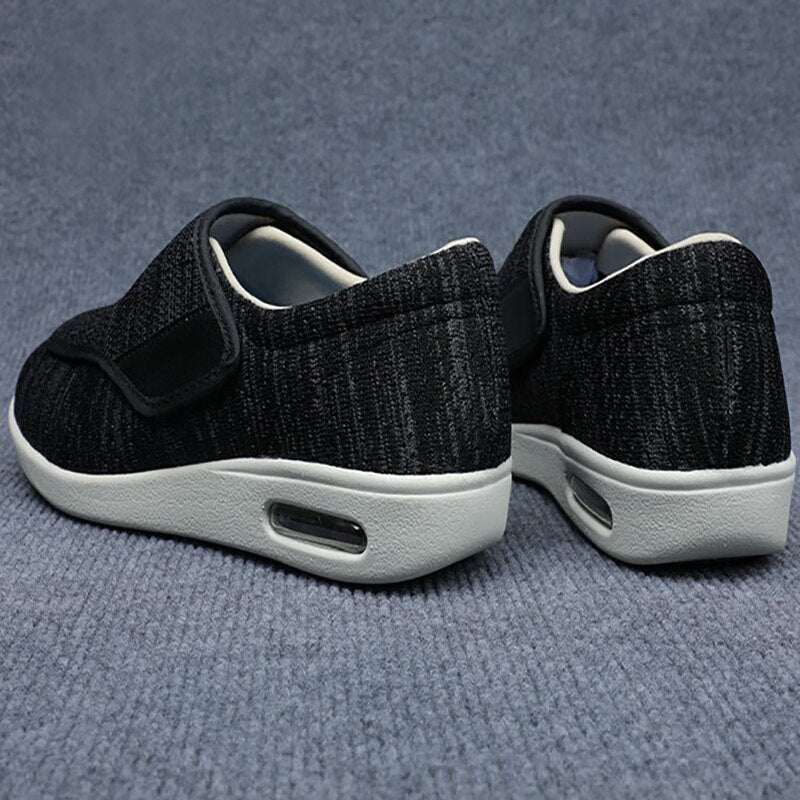 Comfortable Knit Sneaker for Women with Adjustable Strap Wide Fit Air Cushion Sole Casual Style