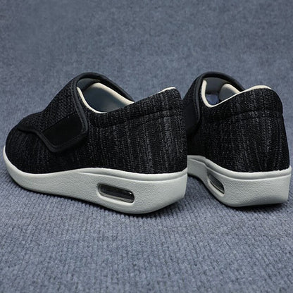 Comfortable Knit Sneaker for Women with Adjustable Strap Wide Fit Air Cushion Sole Casual Style