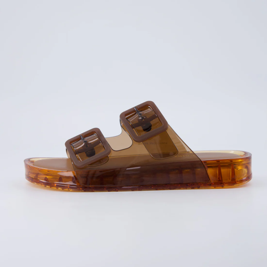 Comfortable Jelly Sandals for Women with Double Buckle Strap Translucent Slide Waterproof Style