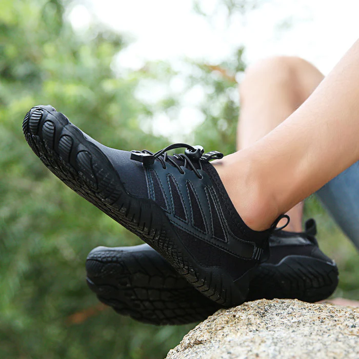 Comfortable Fashion Sneakers for Women with Toe Shaped Sole Elastic Quick Lace Barefoot Style