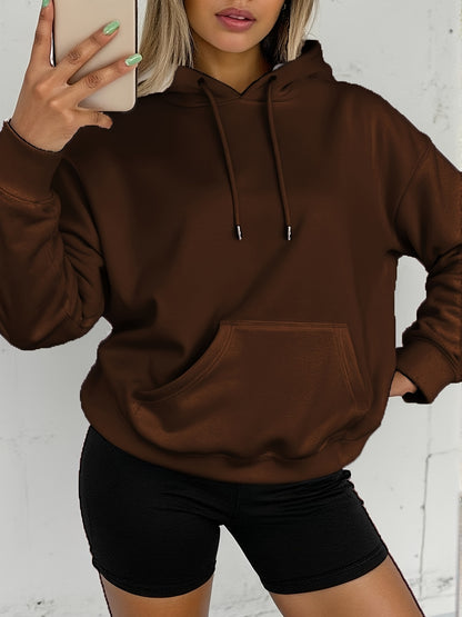 Comfortable Fleece Hoodie for Women with Drawstring Hood Long Sleeve Kangaroo Pocket Relaxed Style