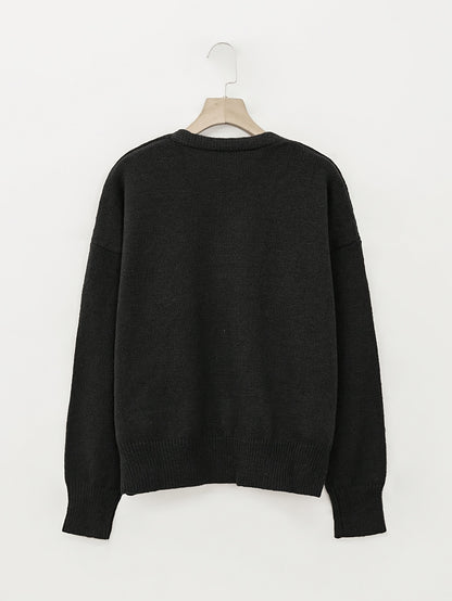 Comfortable Ribbed Knit Cardigan for Women with V Neck Long Sleeve Button Front Relaxed Oversized Style