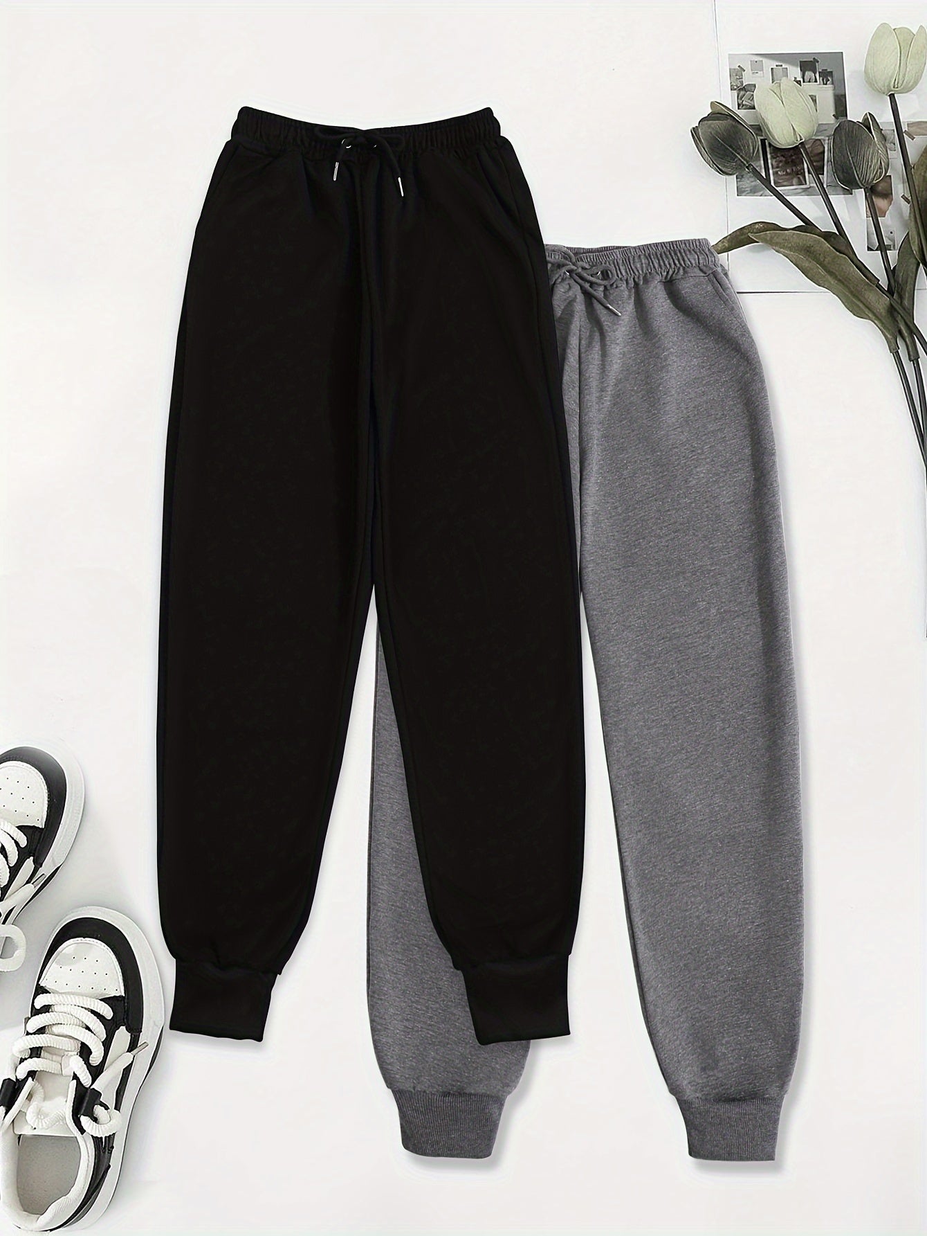 Effortless Jogger Sweatpants for Women with High Waist Drawstring Relaxed Cuffed Casual Style
