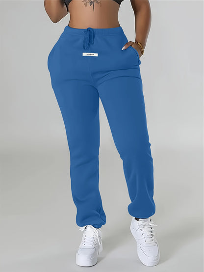 Comfortable Fleece Jogger Sweatpants for Women with High Waist Drawstring Tapered Relaxed Casual Style