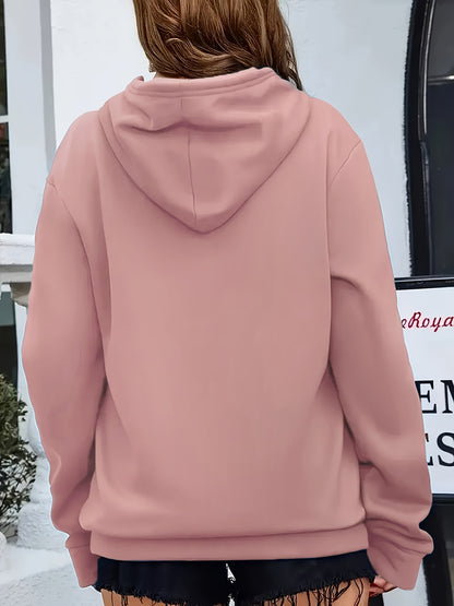 Comfortable Drawstring Hoodie for Women with V Neck Long Sleeve Kangaroo Pocket Oversized Style