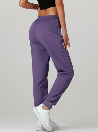 Comfortable Fleece Lined Jogger Sweatpants for Women with Elastic Waistband Drawstring Zip Pocket Relaxed Style
