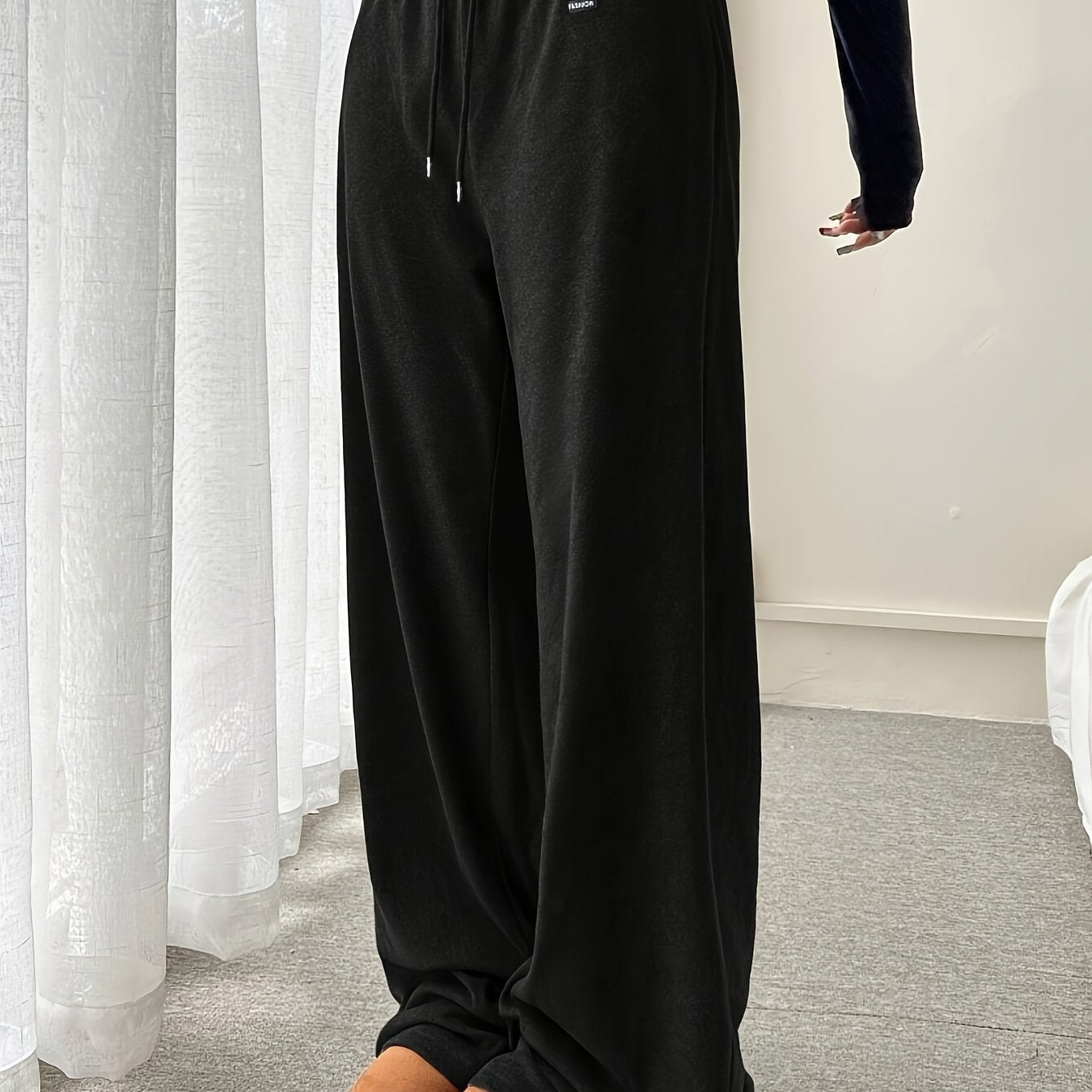 Effortless Wide Leg Sweatpants for Women with High Waist Drawstring Relaxed Casual Style