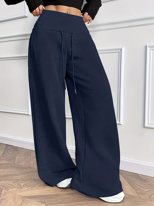 Effortless Fleece Wide Leg Pants for Women with High Waist Drawstring Relaxed Flowing Casual Style