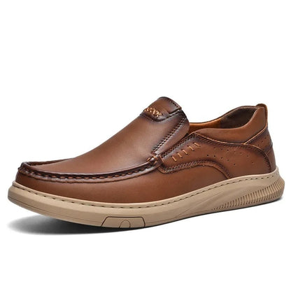 Comfortable Leather Loafers for Women with Moc Toe Slip On Rubber Sole Casual Style