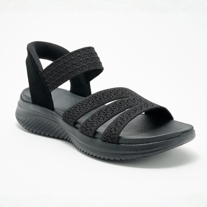 Comfortable Sandals for Women with Woven Stretch Strap Cushioned Sole Adjustable Ankle Sport Style
