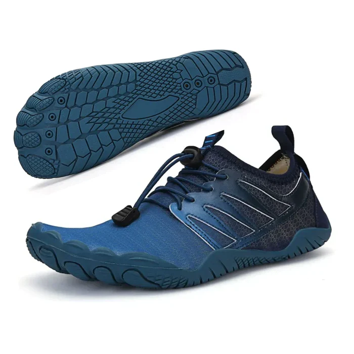 Comfortable Fashion Sneakers for Women with Toe Shaped Sole Elastic Quick Lace Barefoot Style