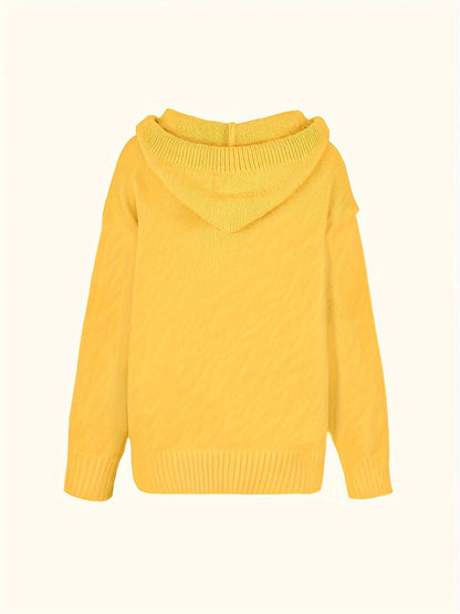 Comfortable Knit Sweater for Women with Cowl Neck Long Sleeve Drawstring Oversized Relaxed Style