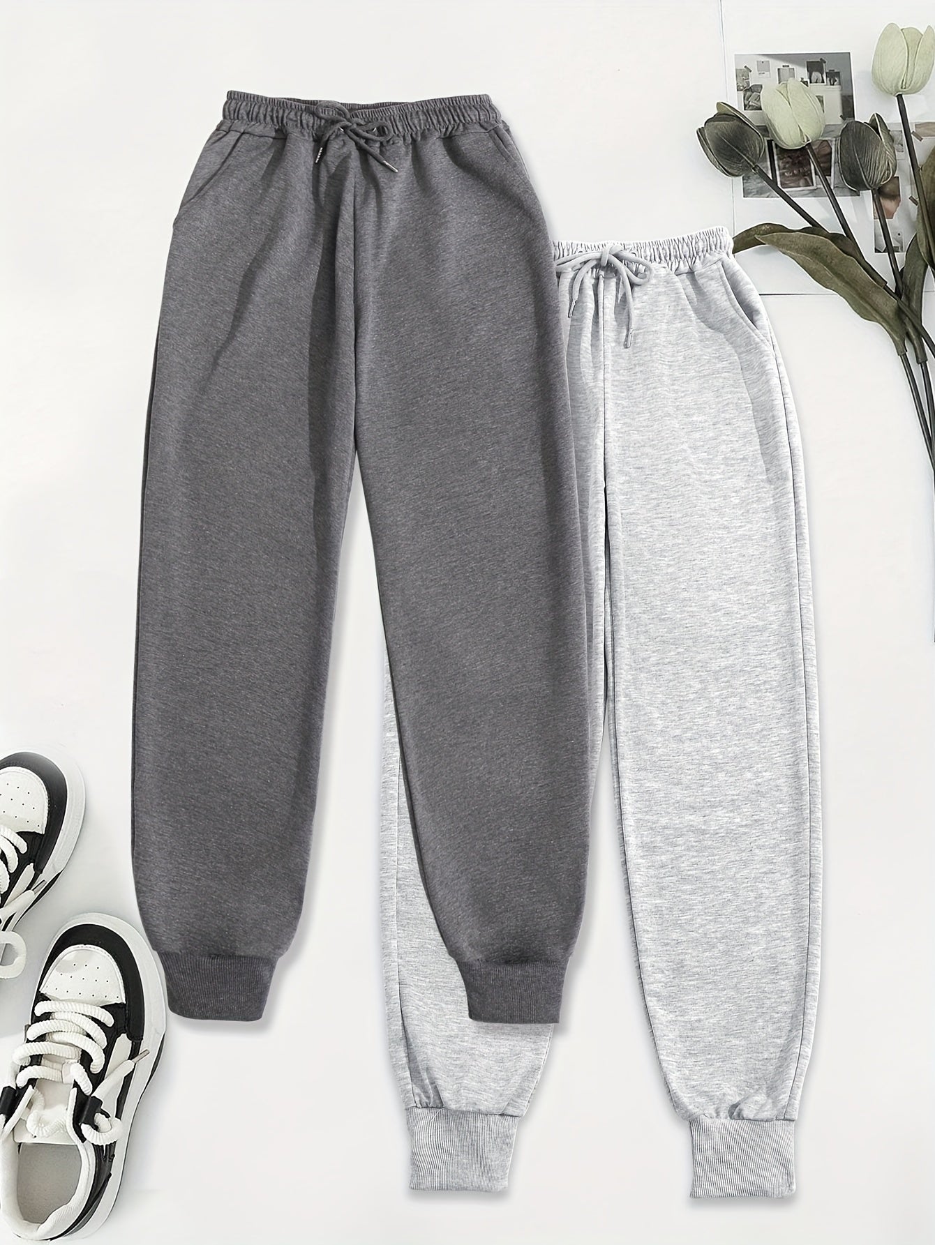 Effortless Jogger Sweatpants for Women with High Waist Drawstring Relaxed Cuffed Casual Style