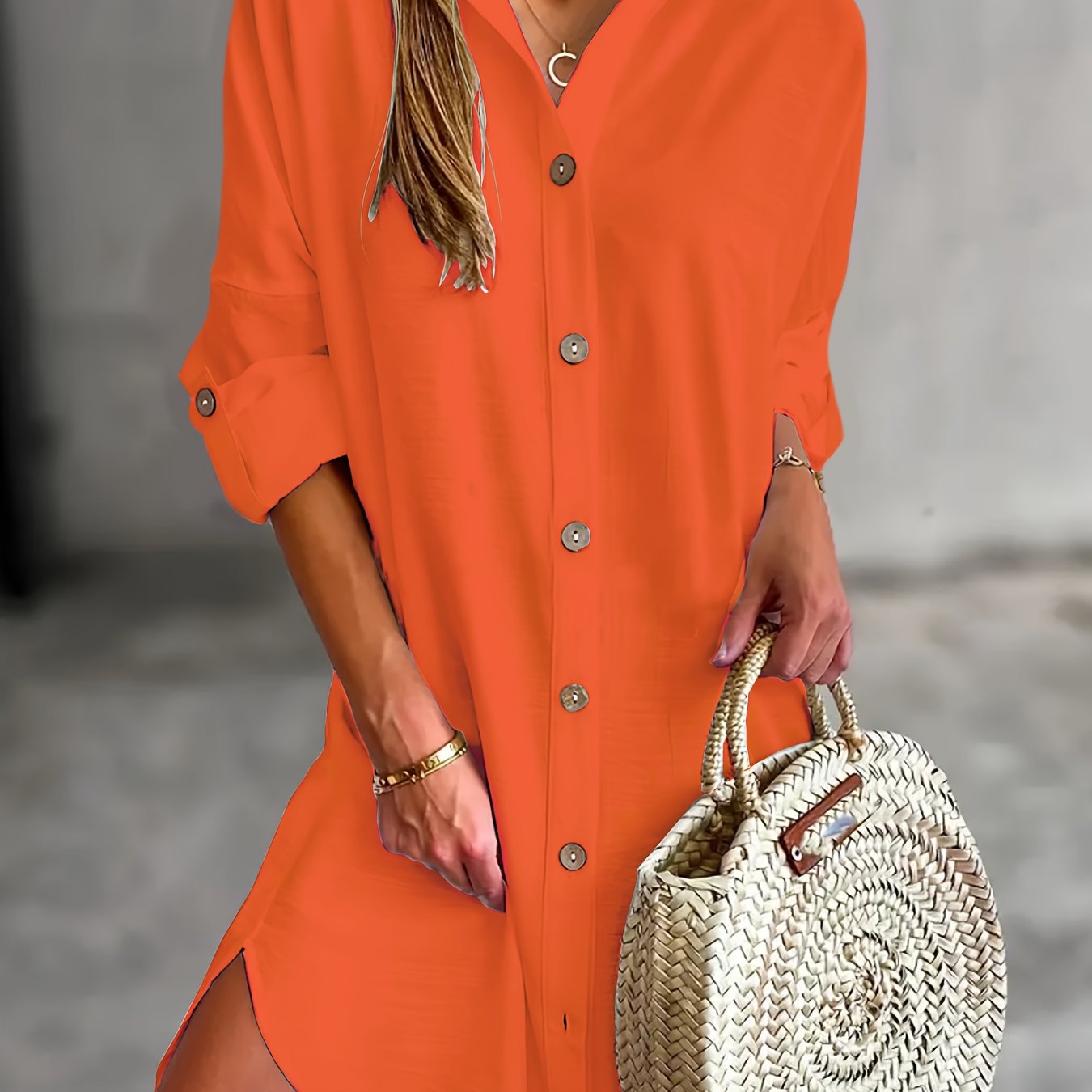 Effortless Mini Shirt Dress for Women with Collar Long Sleeve Button Front Relaxed Style