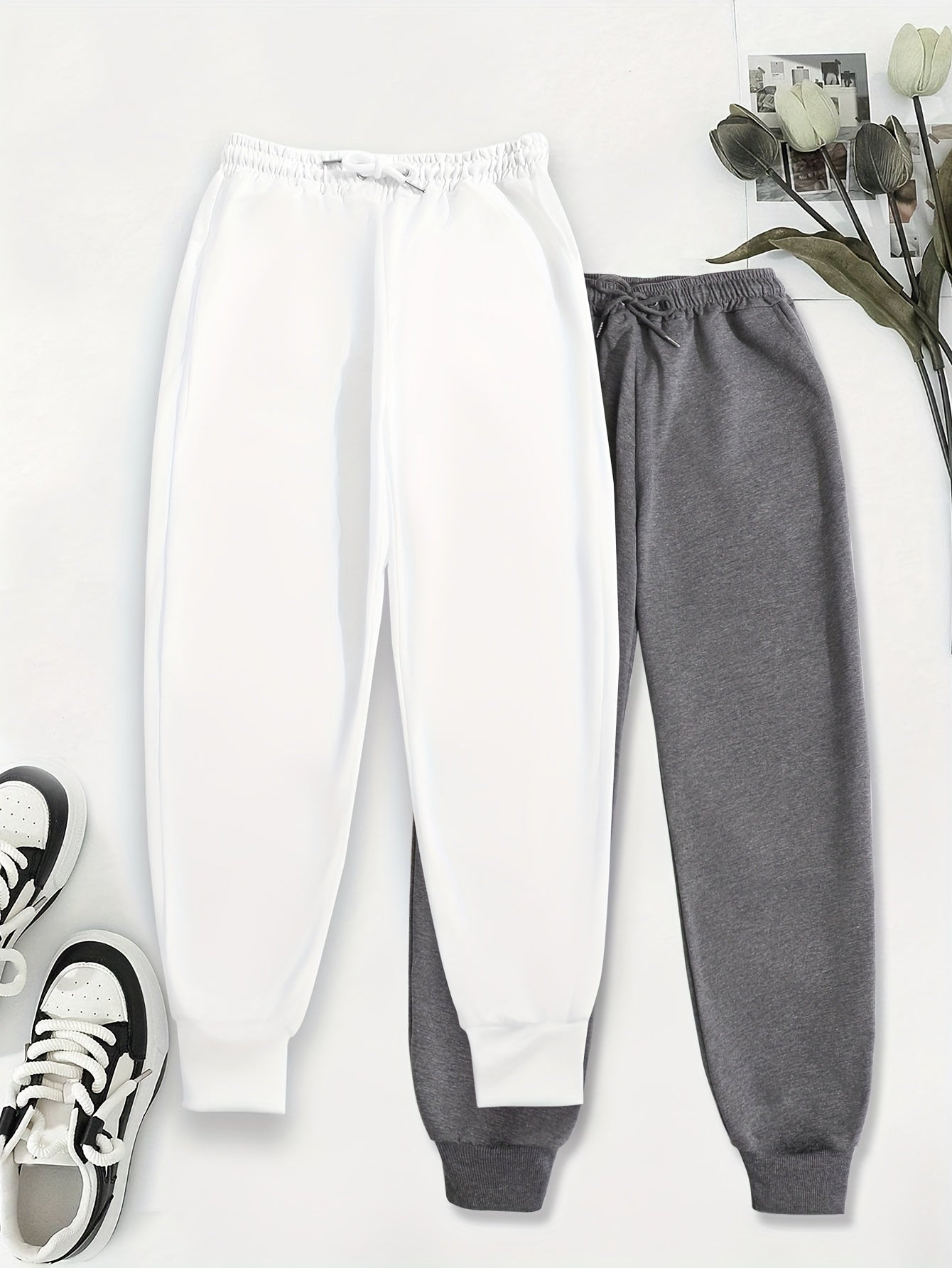 Effortless Jogger Sweatpants for Women with High Waist Drawstring Relaxed Cuffed Casual Style
