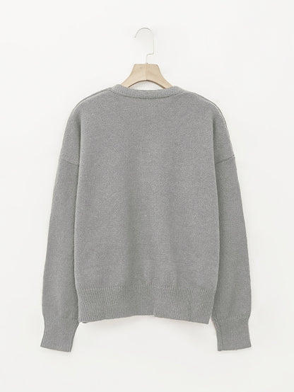 Comfortable Ribbed Knit Cardigan for Women with V Neck Long Sleeve Button Front Relaxed Oversized Style