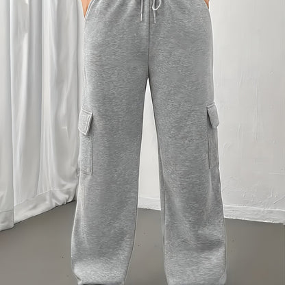 Effortless Wide Leg Cargo Pants for Women with High Waist Drawstring Relaxed Jogger Style